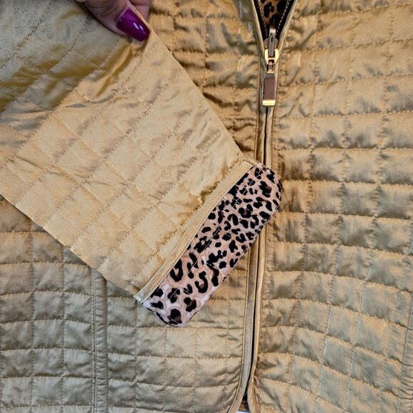 90s Deadstock Koret Womens Reversible Quilted Jacket Leopard Gold Size 16 - Picture 5 of 12